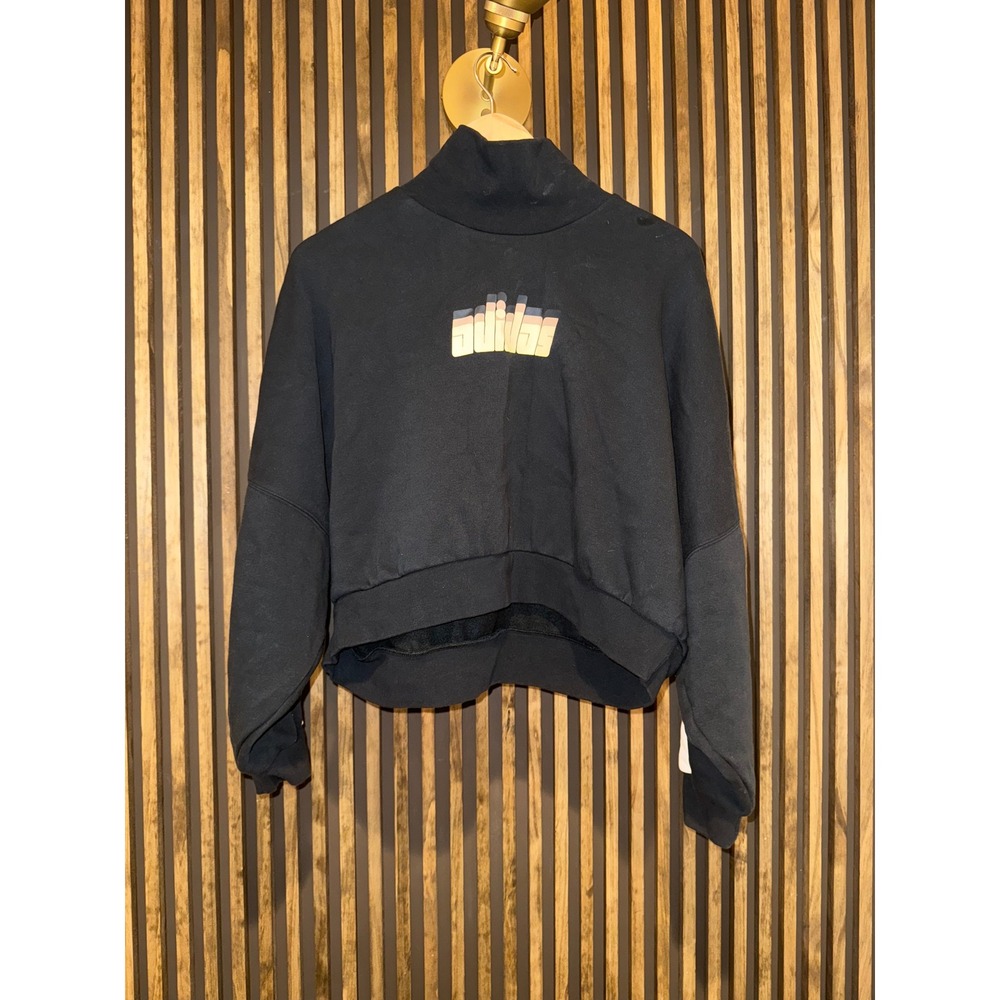 Womens Adidas‎ Cropped Sweatshirt Cool graphic Mock Neck Black